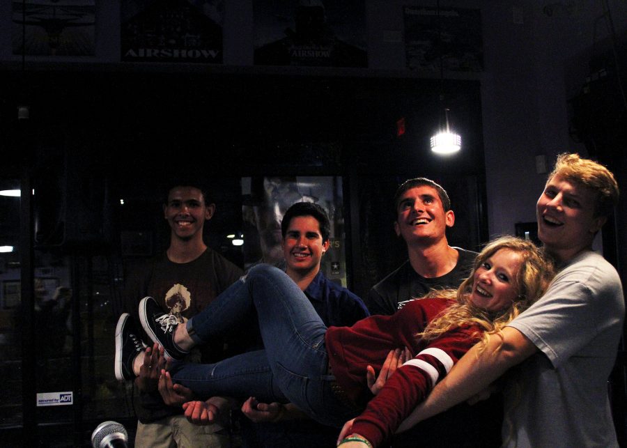 Simply 8 celebrating after a great show.
Named left to right: Gabriel "Gabe" Mukobi, Soroush Baidie, Zephry Lyne, Rachel Higgins, Hayden Kane.
Courtesy Faith Mitchell