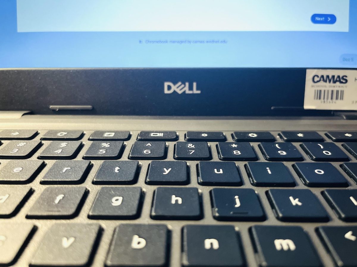 A standard Dell Chromebook used by CHS students
