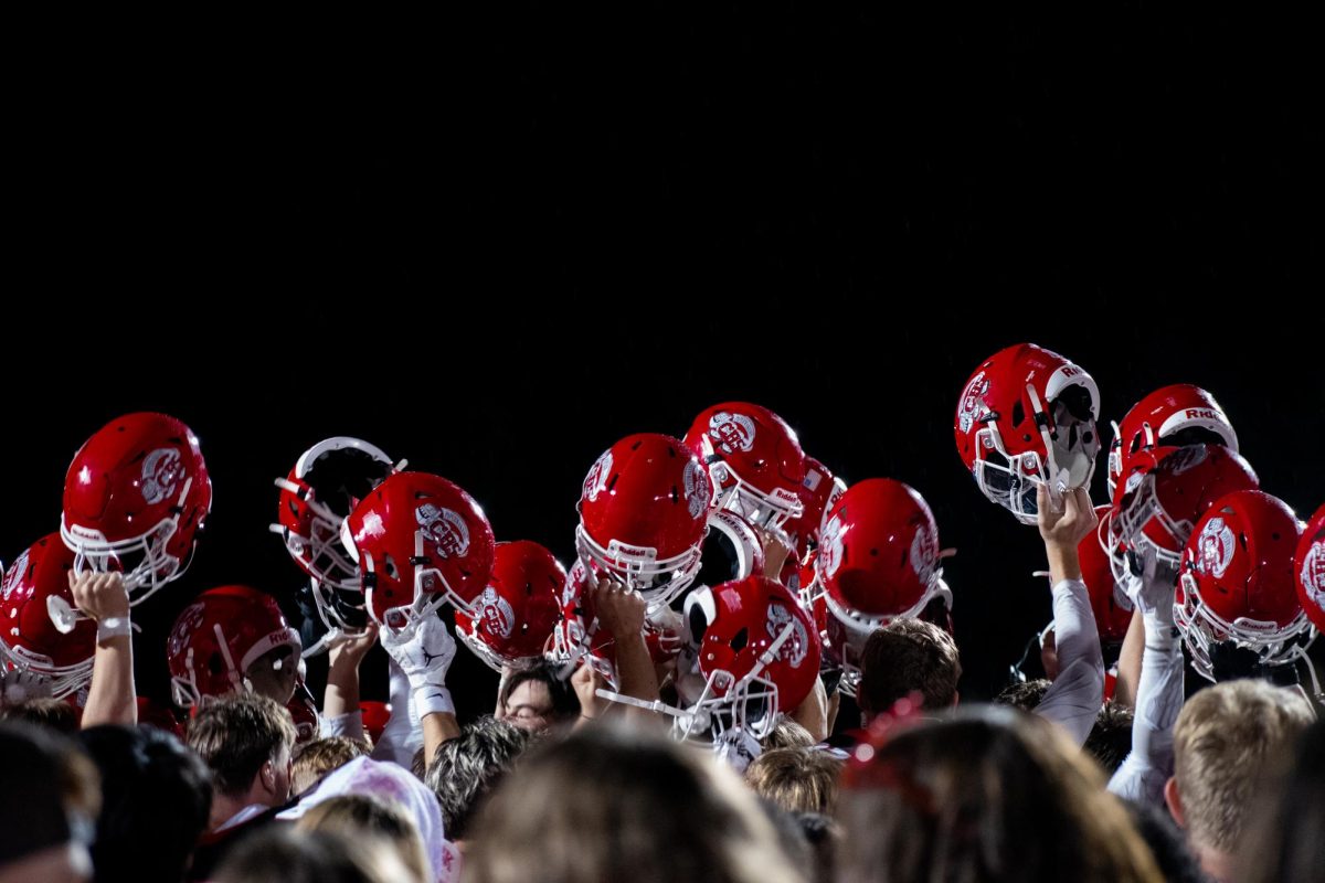 Camas High School Varsity Football celebrates after a win, Photo Courtesy Henry Falvo 