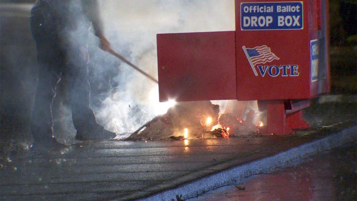 burning ballot box in Vancouver