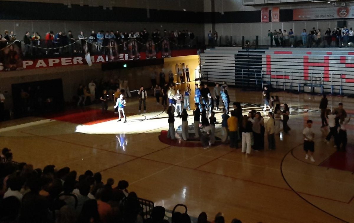 CHS juniors and seniors play a game at the prom assembly