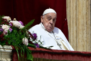 Pope Francis on the main balcony of St. Peter's Basilica on April 20 (courtesy of Tiziana Fabi/NBC News)