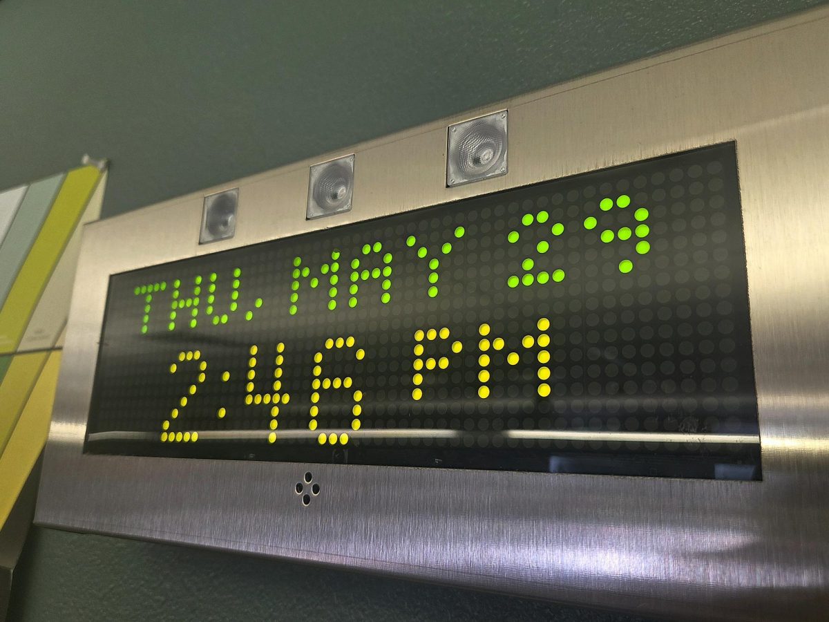 A shot of the clocks that keep the schedule running