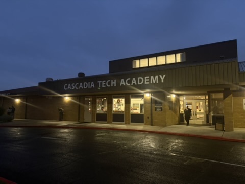 Cascadia Tech Academy entrance in the morning 