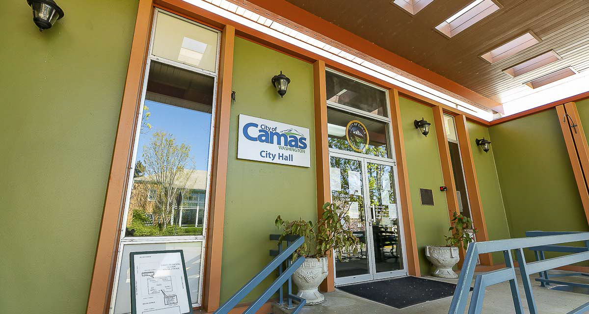 Camas City Hall, located in downtown Camas, where meetings are held with the mayor, city council, and other members of the local government and community